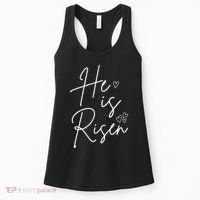 He Is Risen Jesus Easter Heart Women's Tank Top thumb 0
