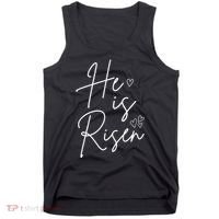 He Is Risen Jesus Easter Heart Tank Top thumb 0