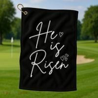 He Is Risen Jesus Easter Heart Golf Towel thumb 1