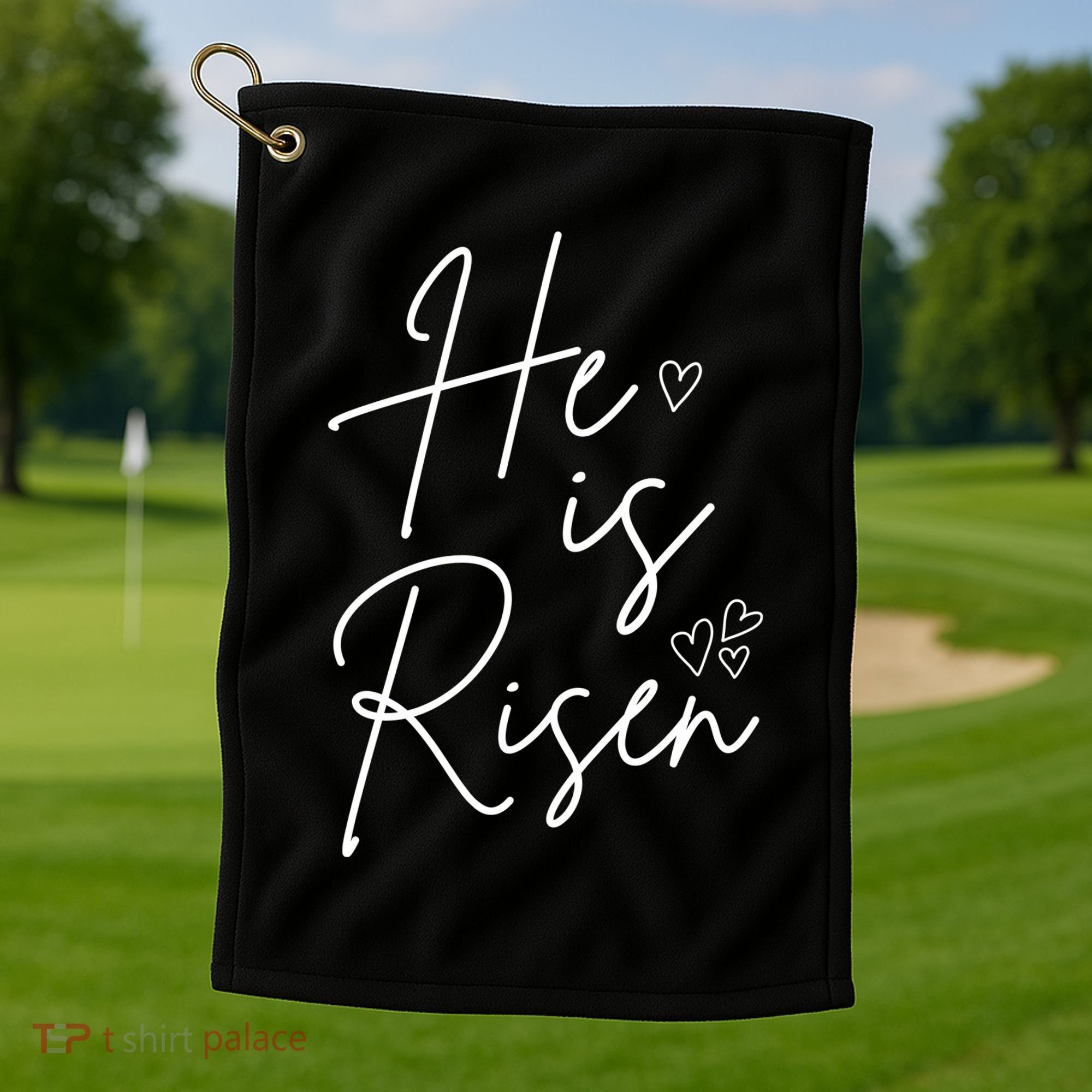 He Is Risen Jesus Easter Heart Golf Towel