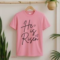He Is Risen Jesus Easter Heart T-Shirt thumb 2
