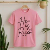 He Is Risen Jesus Easter Heart T-Shirt thumb 2