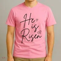 He Is Risen Jesus Easter Heart T-Shirt thumb 3