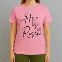 He Is Risen Jesus Easter Heart T-Shirt thumb 4