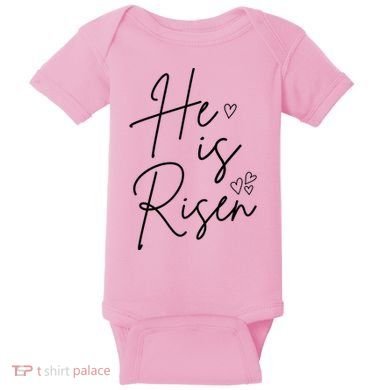 He Is Risen Jesus Easter Heart Baby Bodysuit