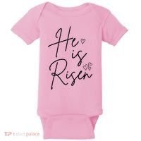 He Is Risen Jesus Easter Heart Baby Bodysuit thumb 0