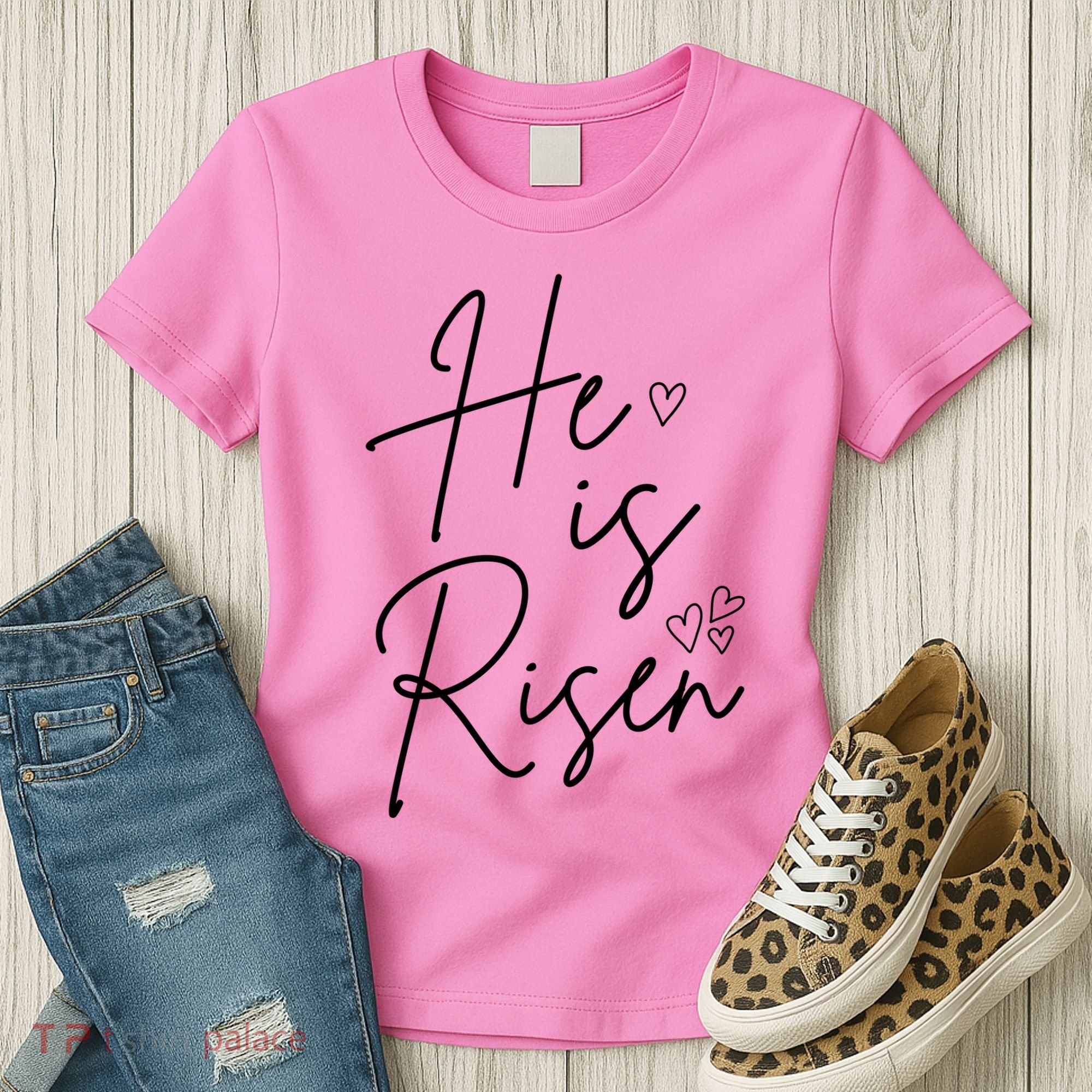 He Is Risen Jesus Easter Heart Women's T-Shirt