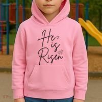 He Is Risen Jesus Easter Heart Kids Hoodie thumb 2
