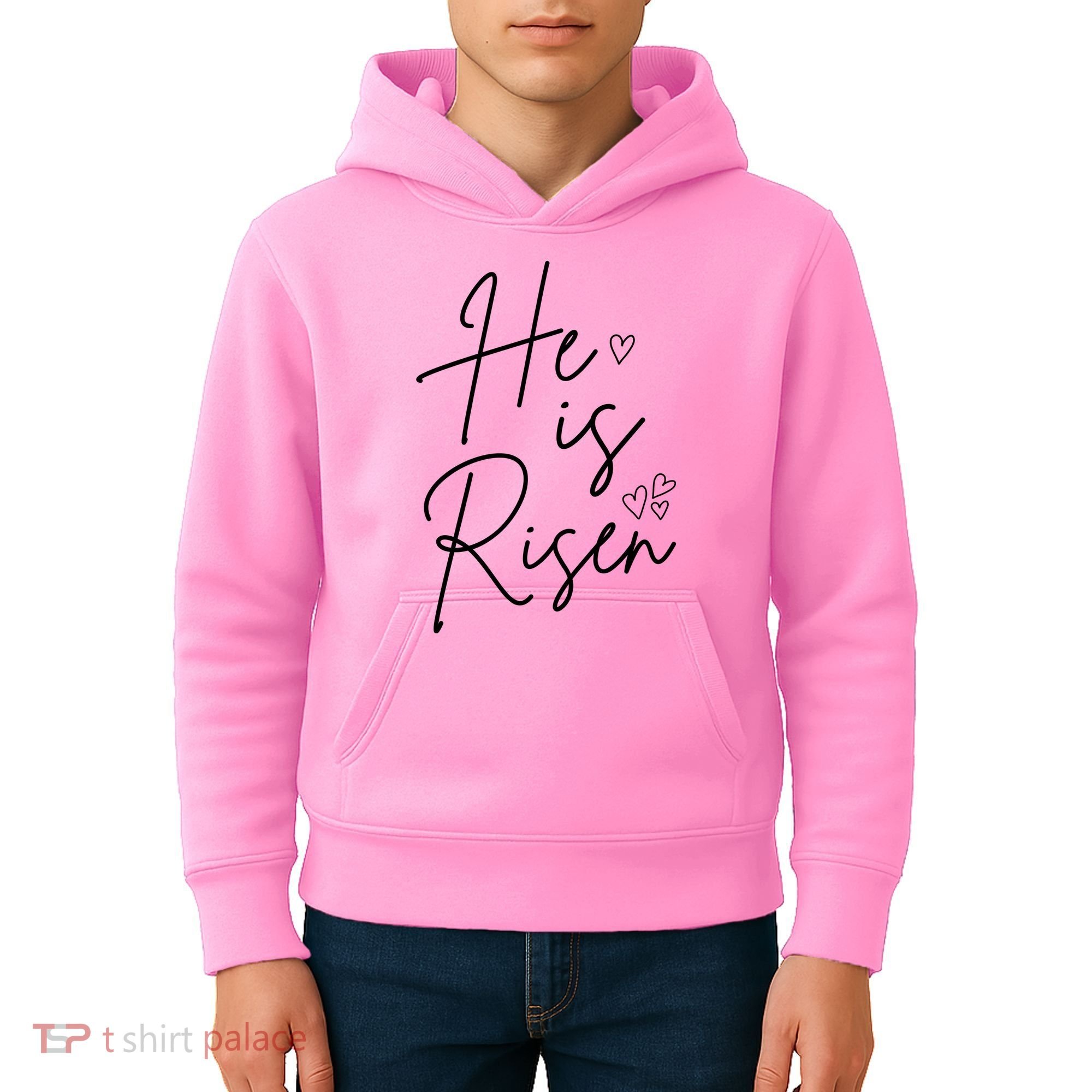 He Is Risen Jesus Easter Heart Kids Hoodie