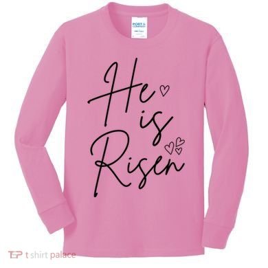 He Is Risen Jesus Easter Heart Kids Long Sleeve Shirt