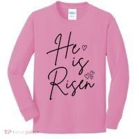 He Is Risen Jesus Easter Heart Kids Long Sleeve Shirt thumb 0