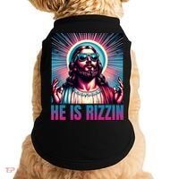 He Is Rizzin Jesus Is Rizzen Doggie Tank thumb 0
