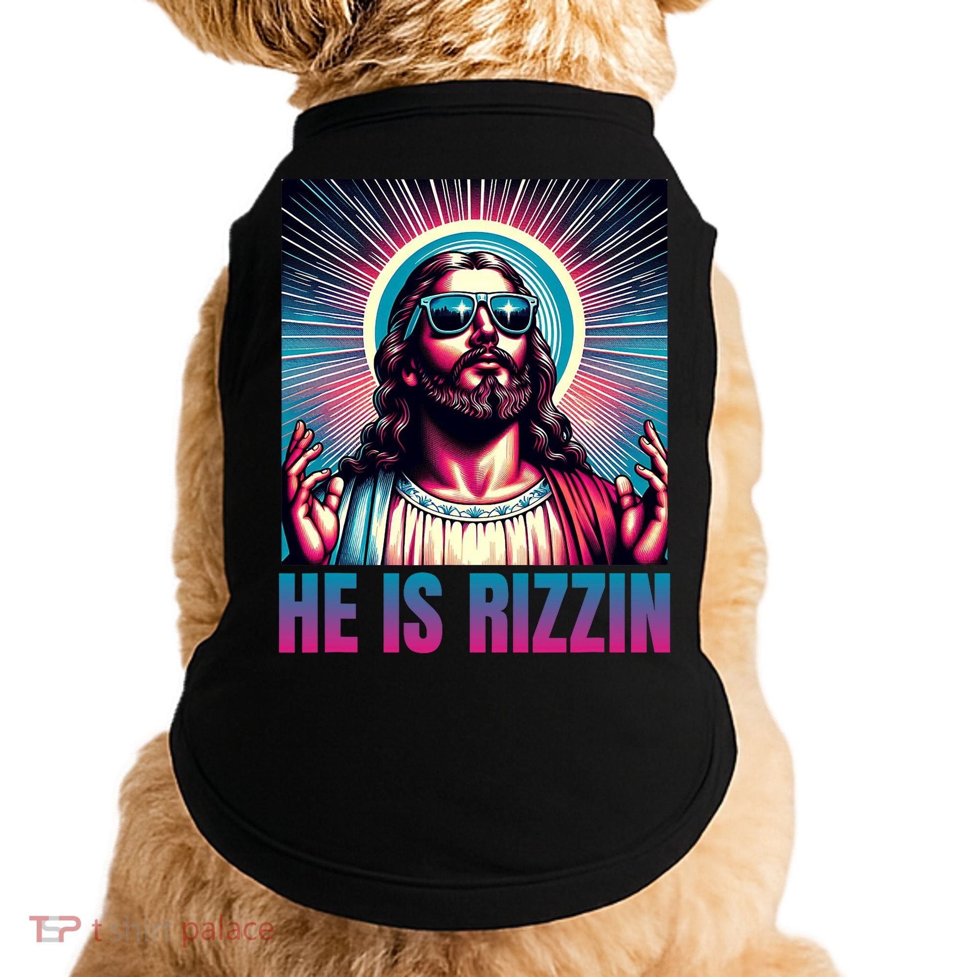 He Is Rizzin Jesus Is Rizzen Doggie Tank