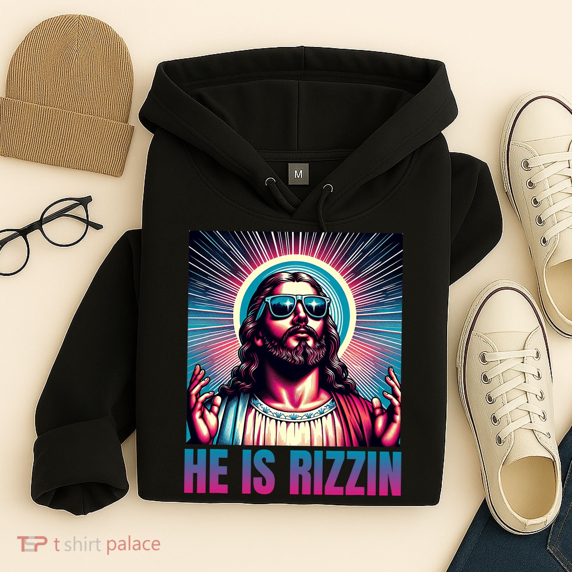 He Is Rizzin Jesus Is Rizzen Hoodie
