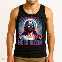 He Is Rizzin Jesus Is Rizzen Tank Top thumb 3