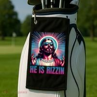 He Is Rizzin Jesus Is Rizzen Golf Towel thumb 2