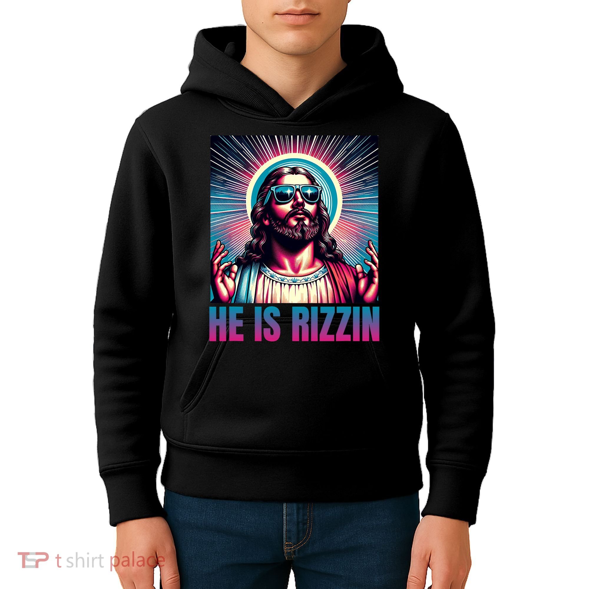 He Is Rizzin Jesus Is Rizzen Kids Hoodie