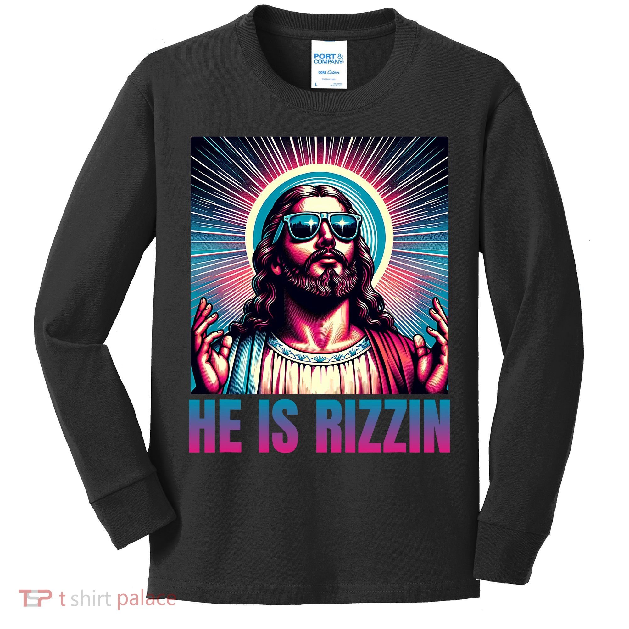 He Is Rizzin Jesus Is Rizzen Kids Long Sleeve Shirt