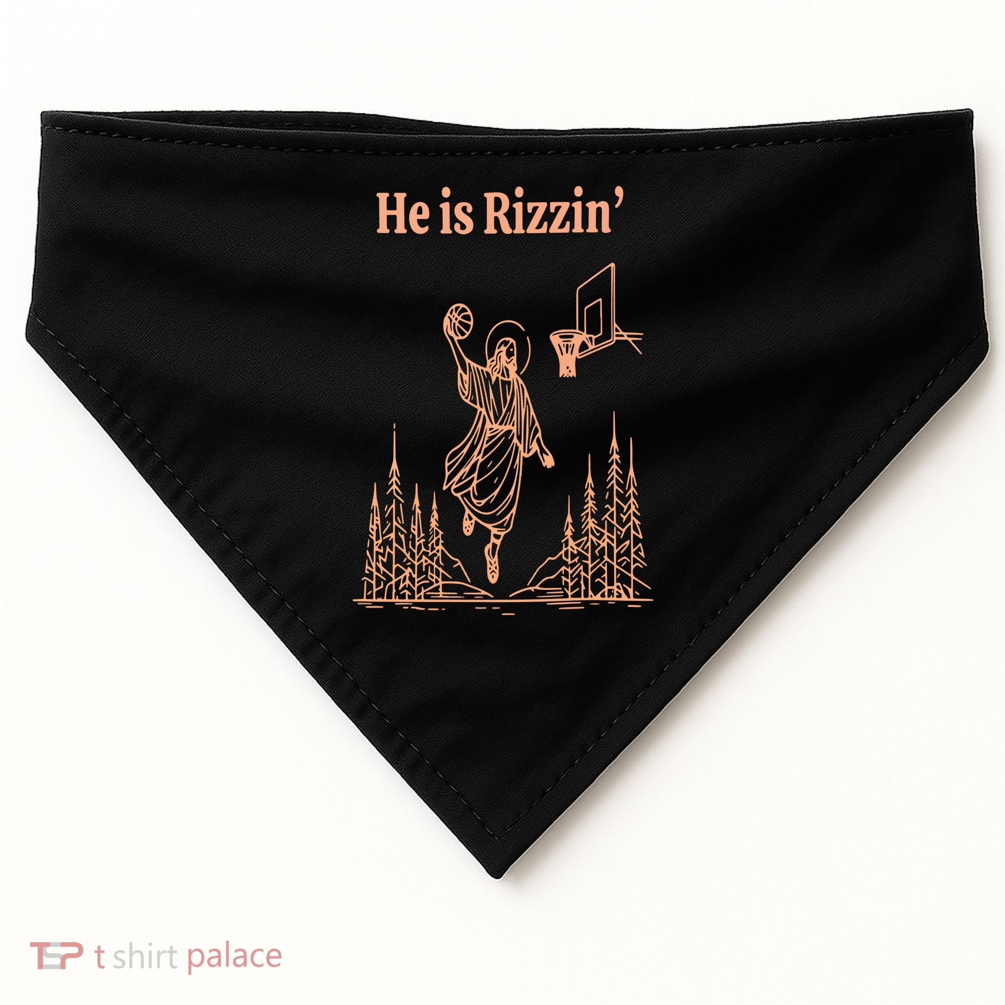 He Is Risen Funny Easter Of Jesus Playing Basketball USA-Made Doggie Bandana