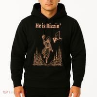 He Is Risen Funny Easter Of Jesus Playing Basketball Hoodie thumb 2