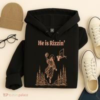 He Is Risen Funny Easter Of Jesus Playing Basketball Hoodie thumb 4