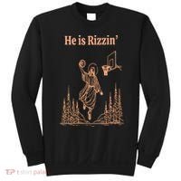 He Is Risen Funny Easter Of Jesus Playing Basketball Sweatshirt thumb 0