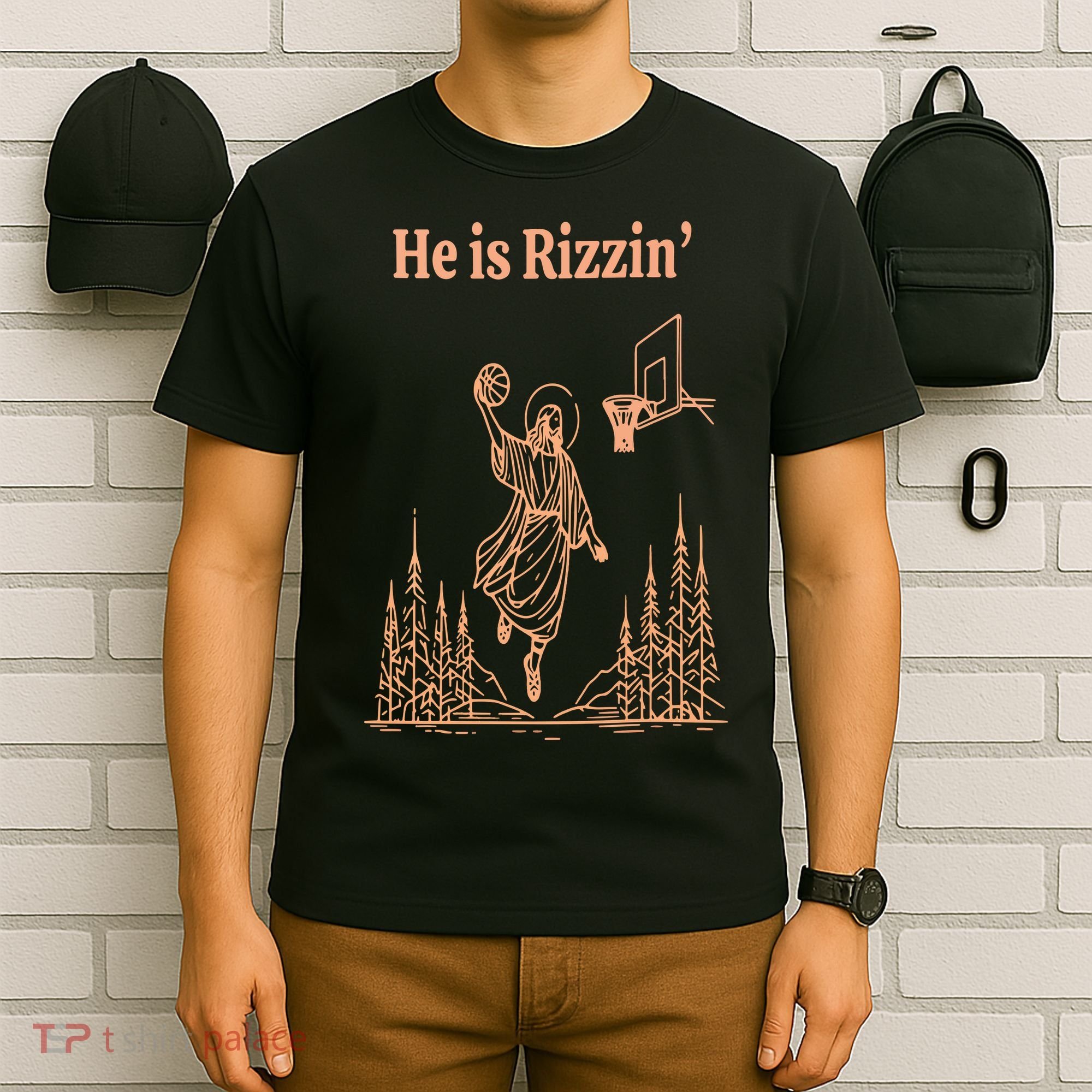 He Is Risen Funny Easter Of Jesus Playing Basketball T-Shirt