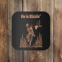 He Is Risen Funny Easter Of Jesus Playing Basketball Coaster thumb 0