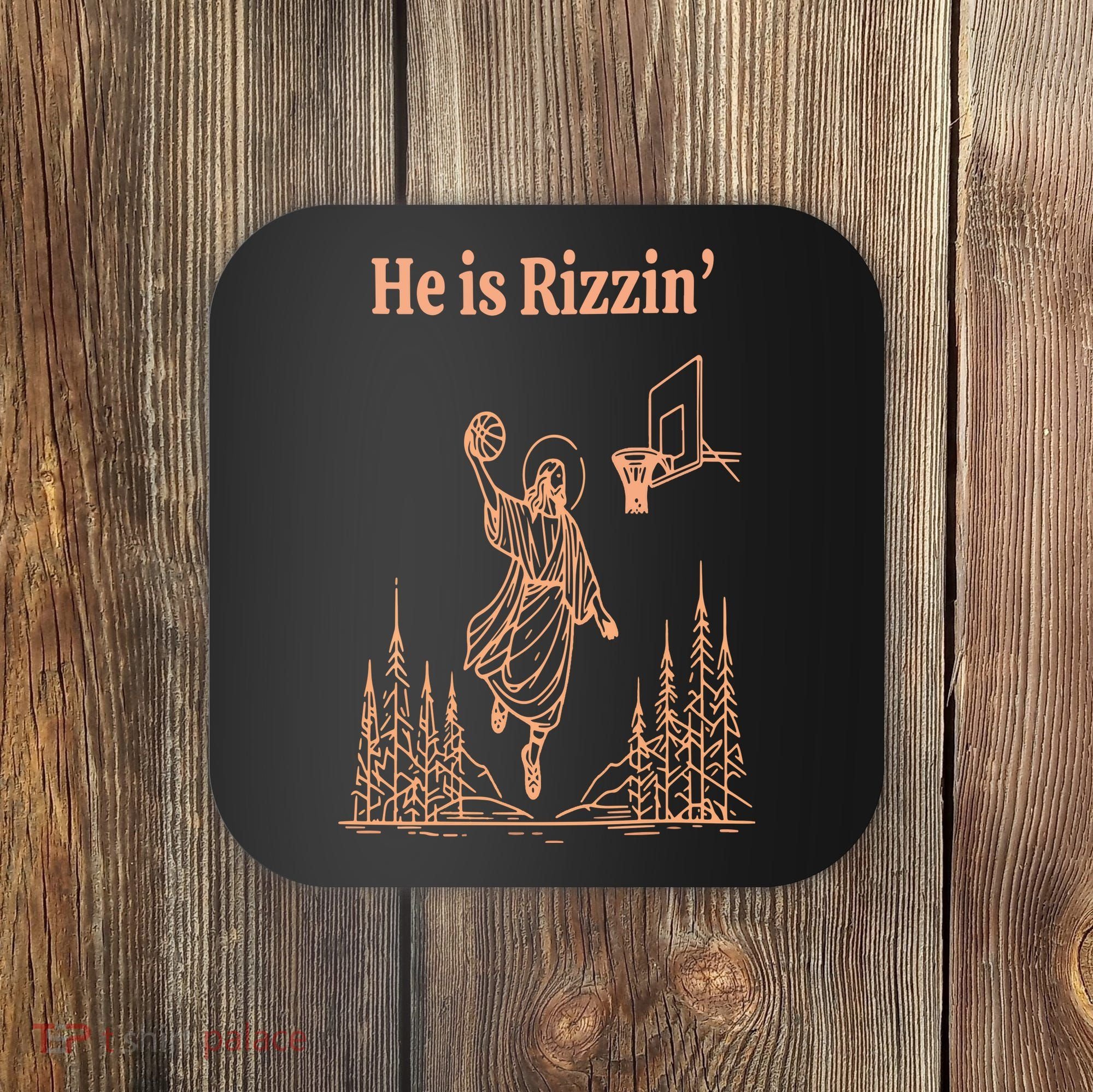 He Is Risen Funny Easter Of Jesus Playing Basketball Coaster