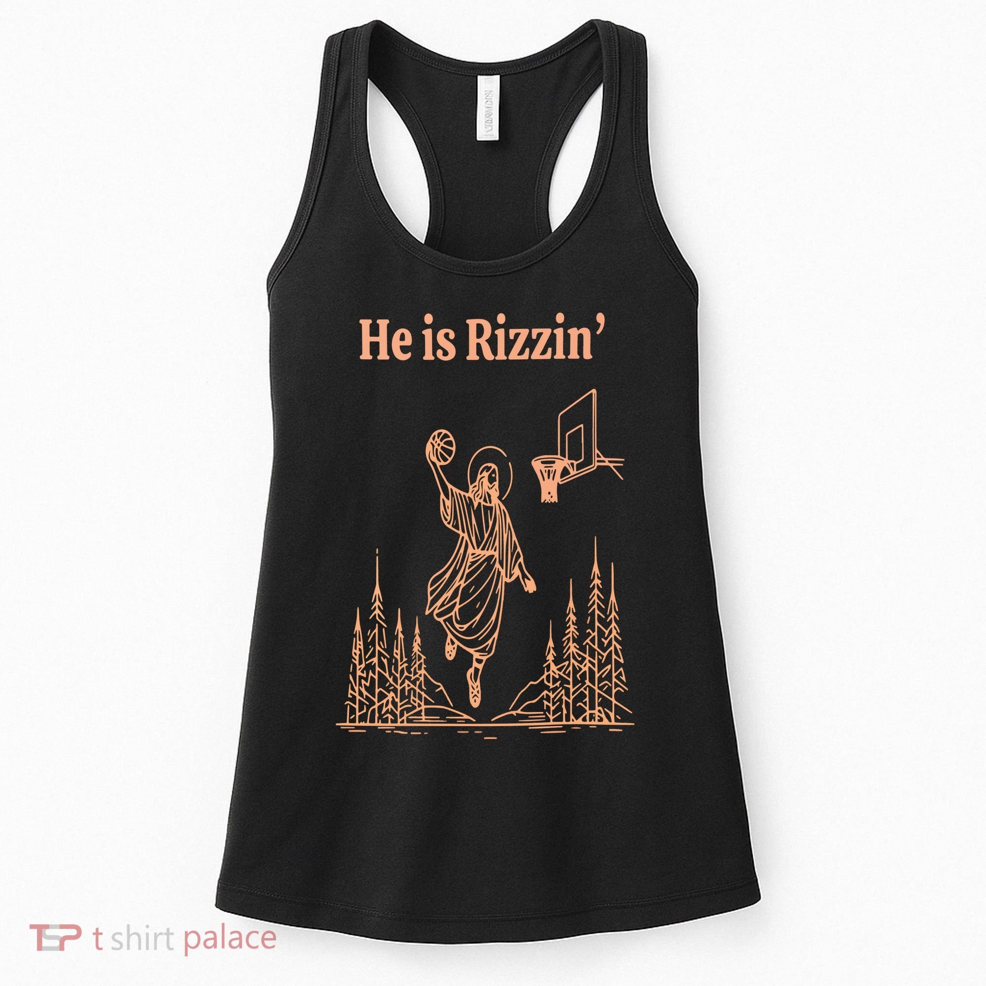 He Is Risen Funny Easter Of Jesus Playing Basketball Women's Tank Top
