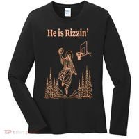 He Is Risen Funny Easter Of Jesus Playing Basketball Women's Long Sleeve Shirt thumb 0