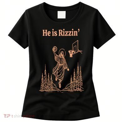 He Is Risen Funny Easter Of Jesus Playing Basketball Women's T-Shirt