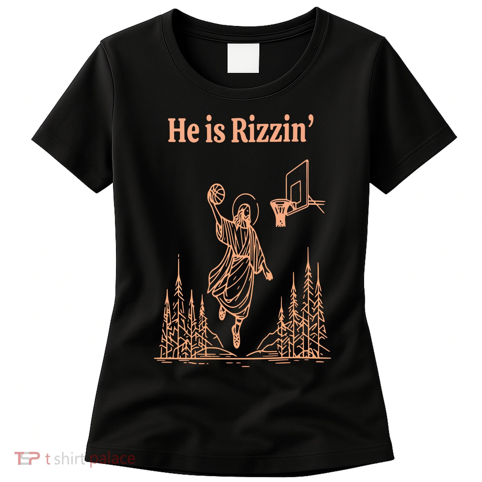 He Is Risen Funny Easter Of Jesus Playing Basketball Women's T-Shirt