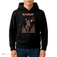 He Is Risen Funny Easter Of Jesus Playing Basketball Kids Hoodie thumb 4