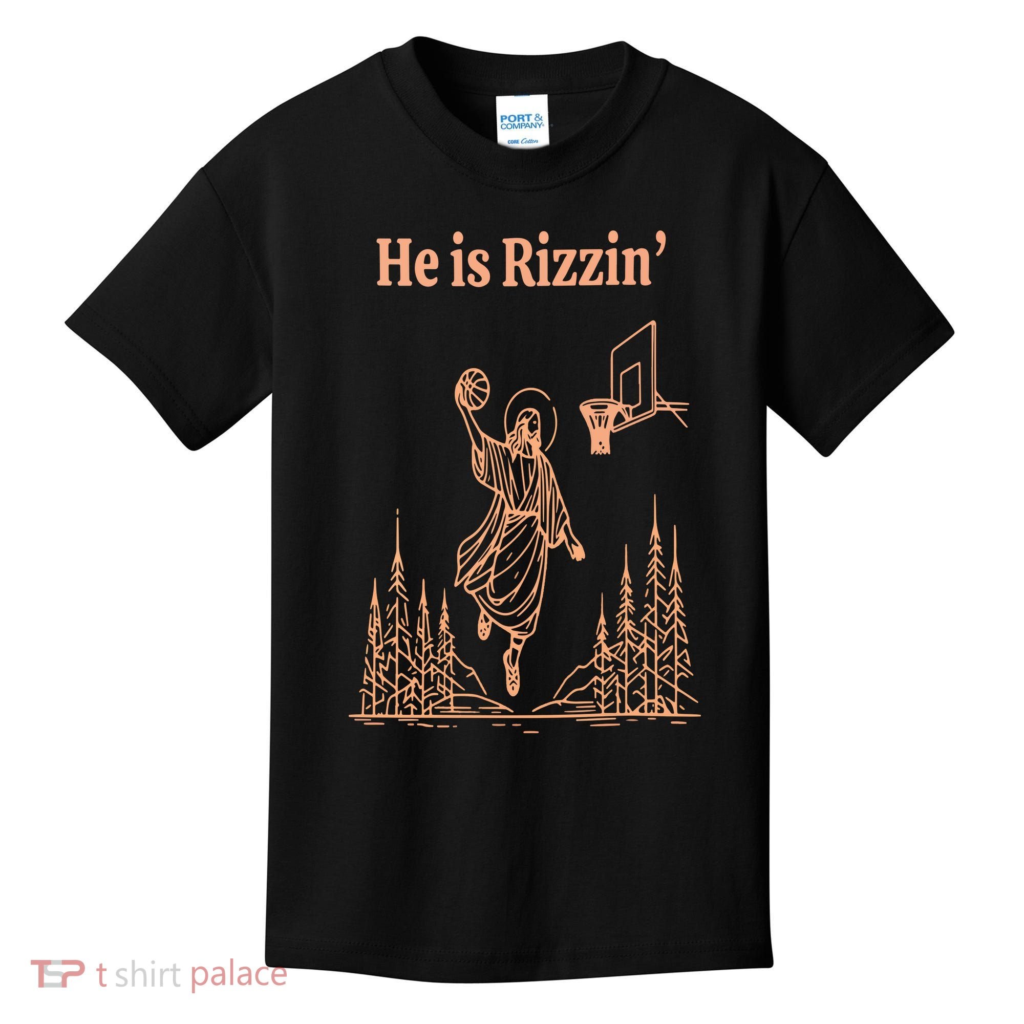 He Is Risen Funny Easter Of Jesus Playing Basketball Kids T-Shirt