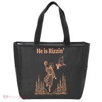 He Is Risen Funny Easter Of Jesus Playing Basketball Tote Bag thumb 0