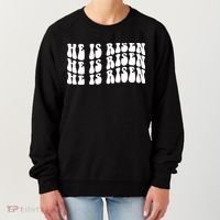 He Is Risen Jesus Retro Groovy Easter Women's Sweatshirt thumb 0