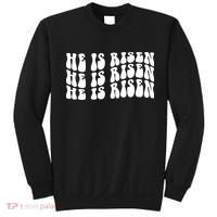 He Is Risen Jesus Retro Groovy Easter Sweatshirt thumb 0