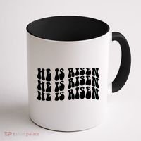 He Is Risen Jesus Retro Groovy Easter Coffee Mug thumb 1