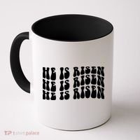 He Is Risen Jesus Retro Groovy Easter Coffee Mug thumb 0