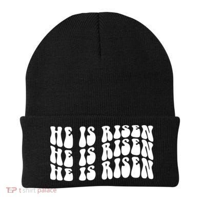 He Is Risen Jesus Retro Groovy Easter Beanie