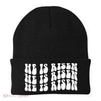 He Is Risen Jesus Retro Groovy Easter Beanie thumb 0