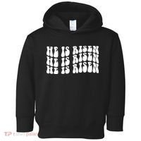 He Is Risen Jesus Retro Groovy Easter Toddler Hoodie thumb 0
