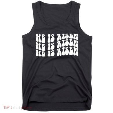 He Is Risen Jesus Retro Groovy Easter Tank Top