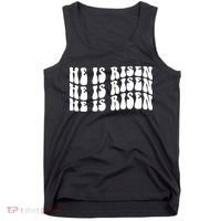 He Is Risen Jesus Retro Groovy Easter Tank Top thumb 0