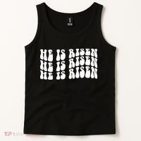 He Is Risen Jesus Retro Groovy Easter Tank Top thumb 2