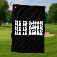 He Is Risen Jesus Retro Groovy Easter Golf Towel thumb 1
