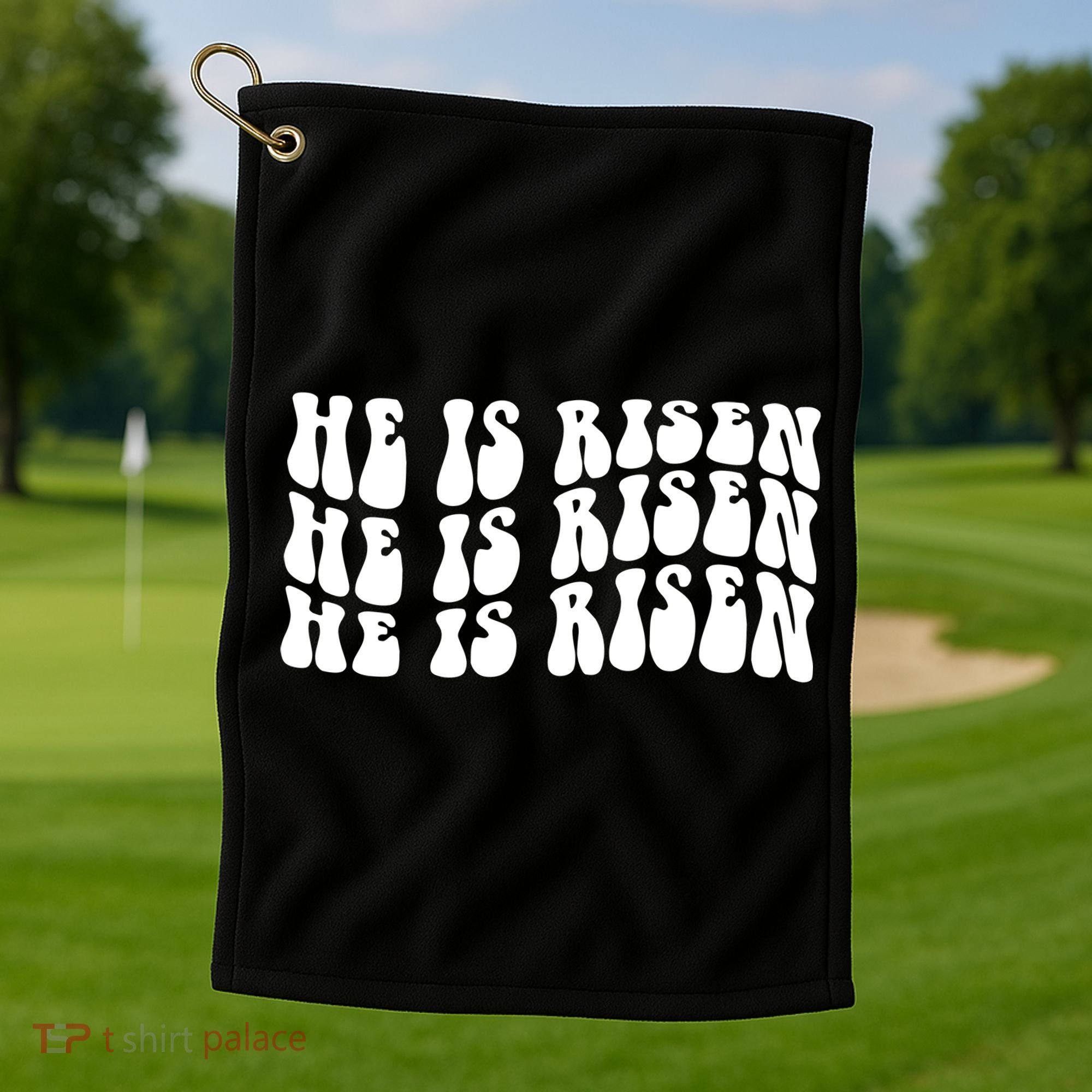 He Is Risen Jesus Retro Groovy Easter Golf Towel