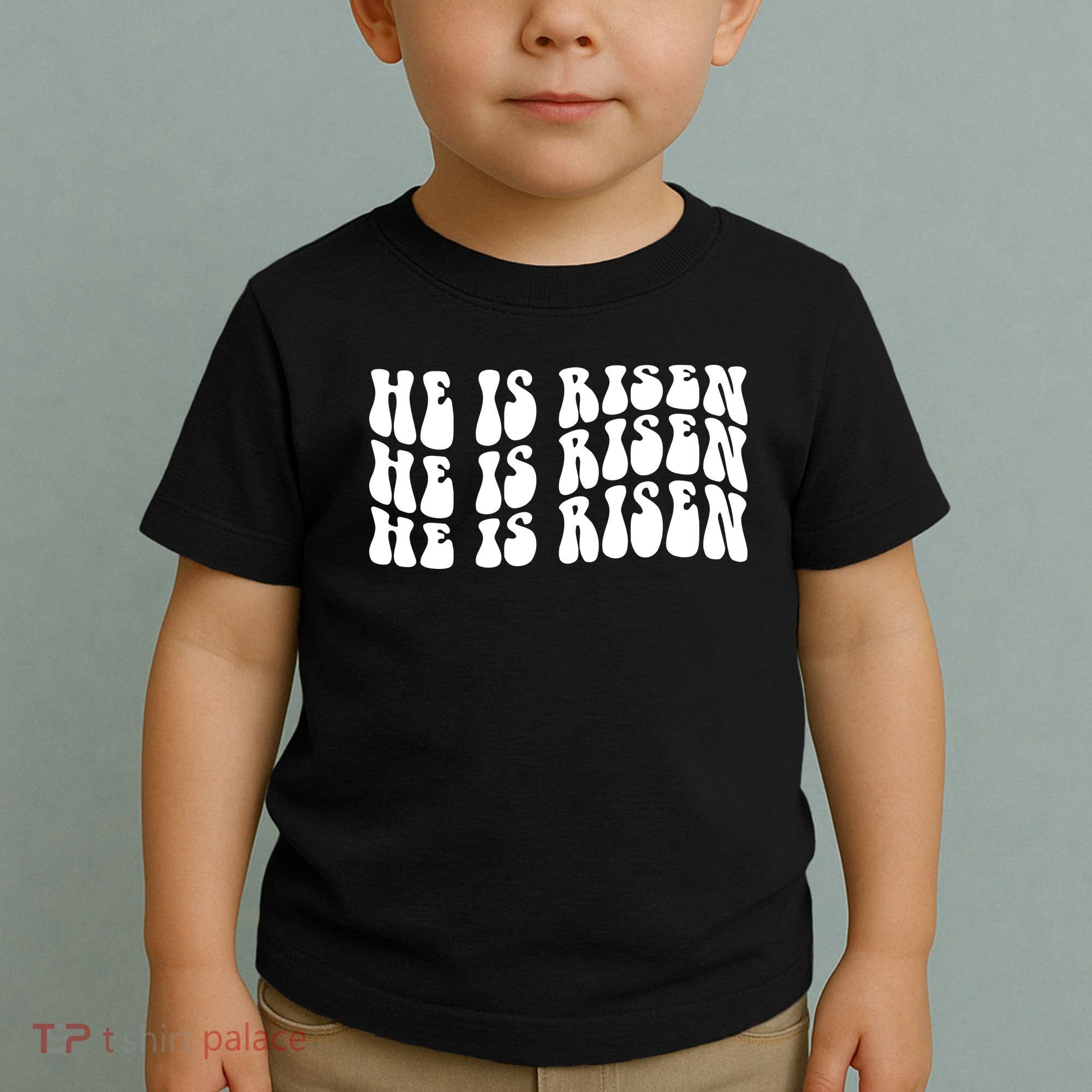 He Is Risen Jesus Retro Groovy Easter Toddler T-Shirt