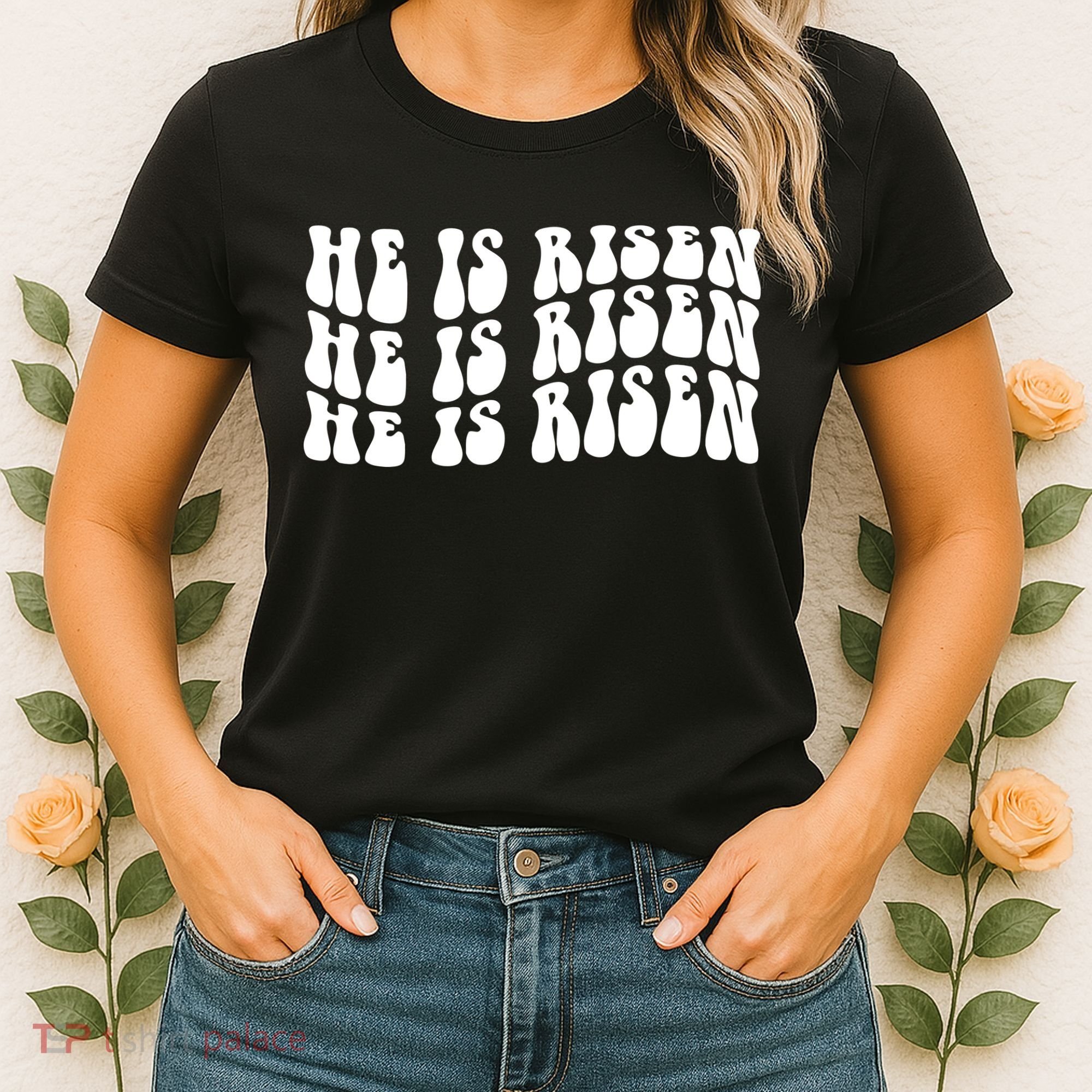 He Is Risen Jesus Retro Groovy Easter Women's T-Shirt